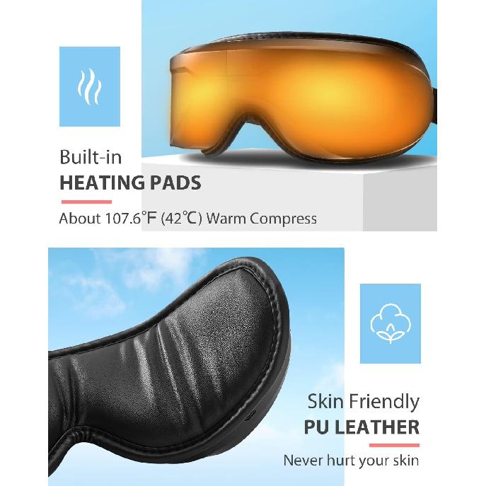 Eye Massager with Heat, Heated Eye Mask with Bluetooth Music, Face Massager, Eye Mask for Relax Eye, Reduce Eye Strain, Birthday Valentine's Day Eye
