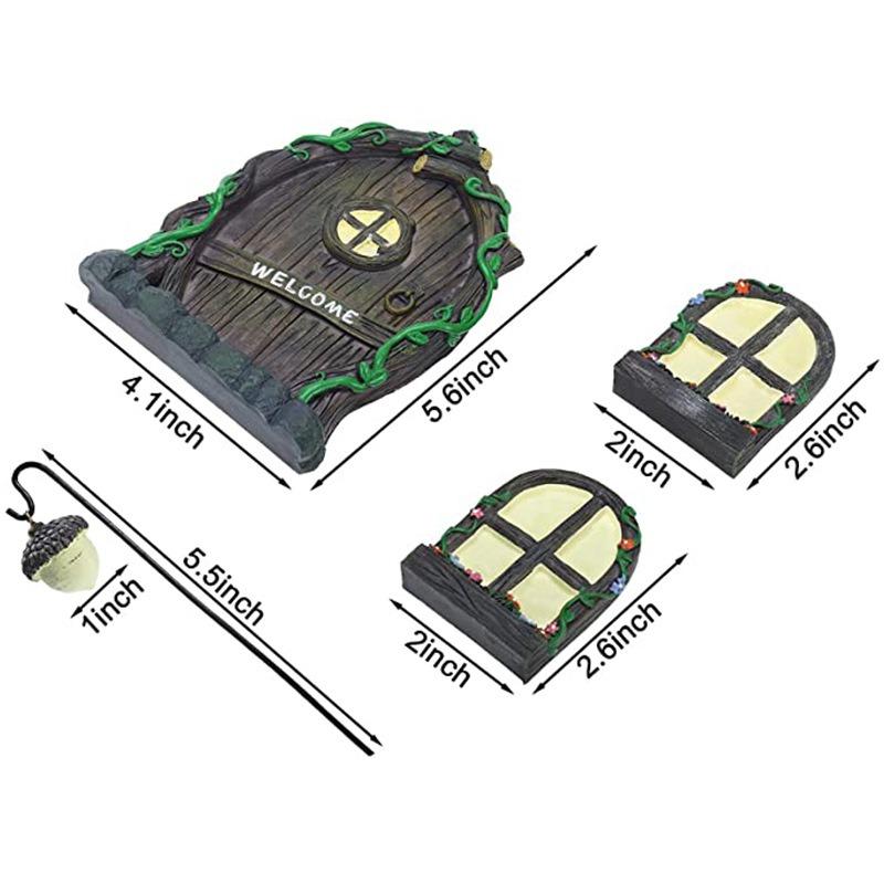 Смола Светящиеся Подвески для Дверей и Окон Набор, Садовая Фея Фея Дверь Дерево Подвеска, Микро-ландшафтная Настенная Декорация