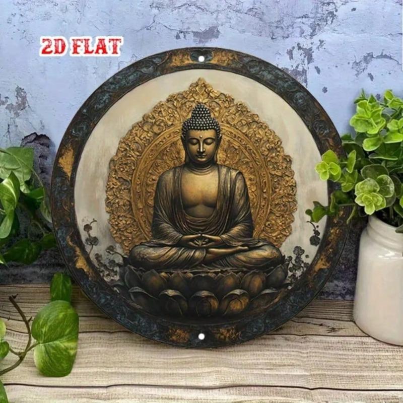 Arte da Parete in Metallo di Alluminio Buddha Meditazione Vintage per Arredamento Casa Caffè