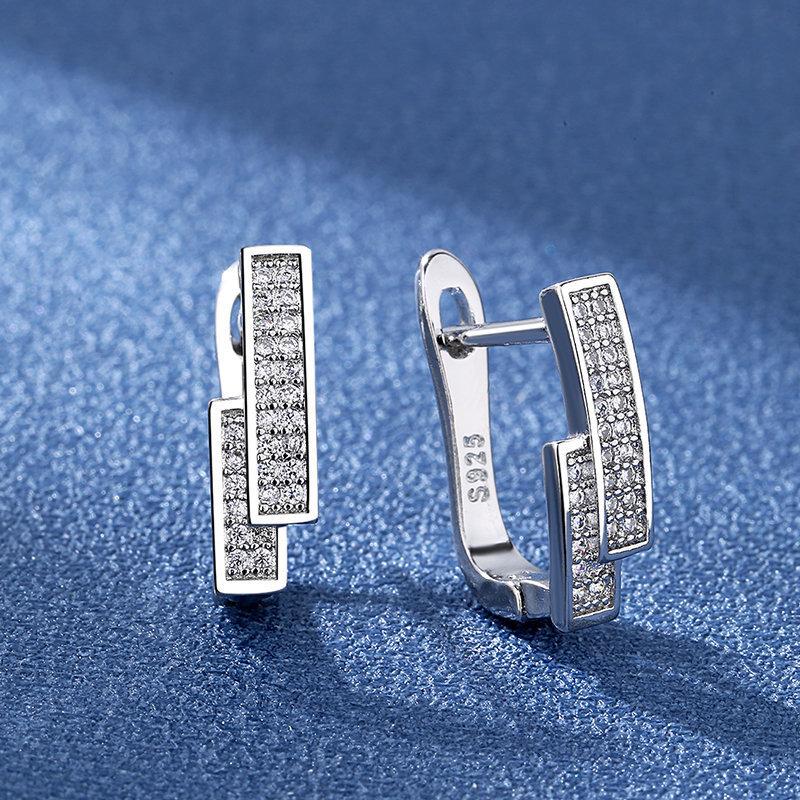 925 Sterling Silver Jewelry Women Cute Tiny Clear Crystal CZ Stud Earrings Gift for Girls Teens Lady New