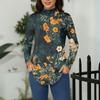 Tee Shirts For Women Fall Casual Long Sleeve Shirts Sweatshirt Vintage Printed High Neck Top Pullover