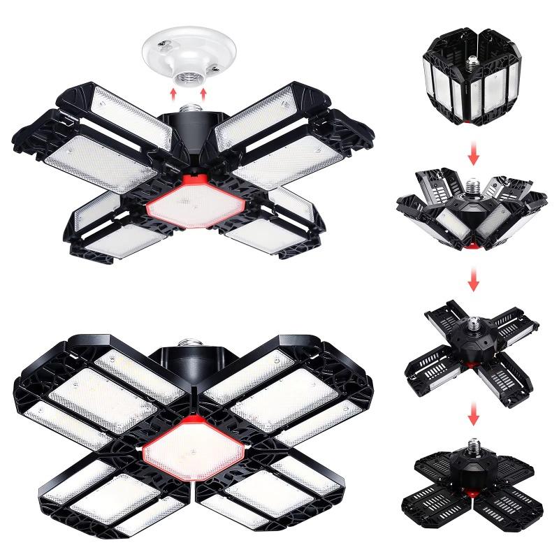 

Складные светодиодные лампы E27, светильник для гаража, регулируемый многопанельный светильник для рынка, магазина, потолочный светильник для мастерской, склада, промышленного освещения 13 Leaf Light-2PCS