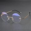 Round Retro Frame Frameless Reading Glasses for Women and Men Light and Portable Blue Light Blocking Eyeglasses +1.0 TO +4.0