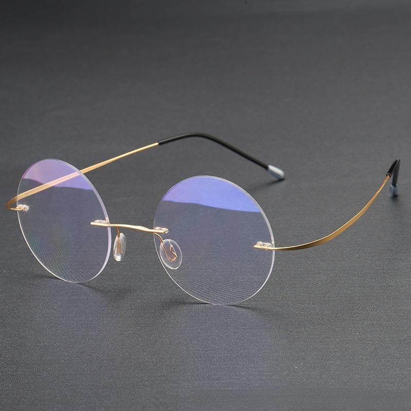 Round Retro Frame Frameless Reading Glasses for Women and Men Light and Portable Blue Light Blocking Eyeglasses +1.0 TO +4.0