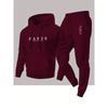 Pariser Romantischer Urbaner Stil Paris Aufdruck Kapuzenpullover und Passende Jogginghose Lässiges Set für Sport und Outdoor