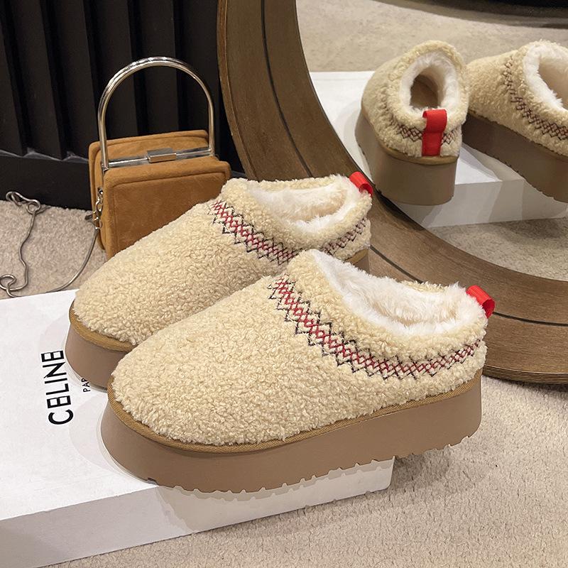 2024 autumn and winter new velvet warm snow boots thick-soled foreign trade women's cotton shoes one foot bread boots
