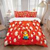 Minion Eyeballs Printed 3pcs Bedding Set Soft Microfiber 1 Duvet Cover And 2 Pillowcases Home Bedroom Decor Xmas Gift Q1155