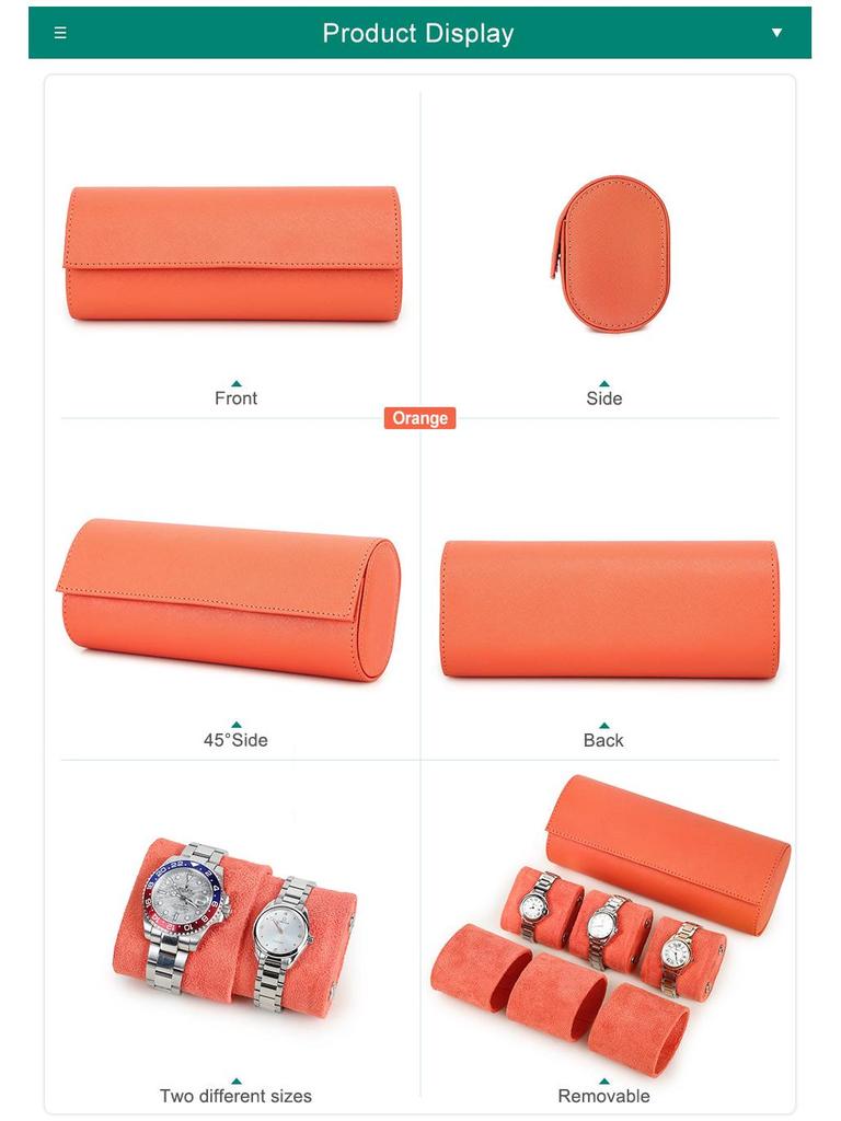 Scratch-Resistant Genuine Leather Watch Storage Box - Unisex 3-Piece Set with Pillowcase for Travel