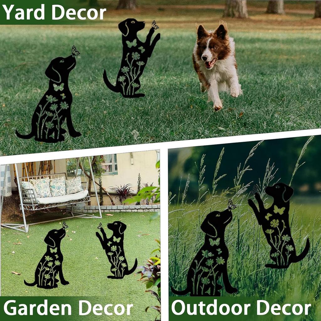 1 Paar tierförmige Gartenstecker Wetterbeständige Metall-Dekorations-Gartenstecker Rostfrei Hofdekoration Geschenke für Haustierliebhaber