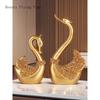 1 Set of Modern Nordic Resin Couple Swan Ornaments Home TV Wine Cabinet Living Room Decorations Commemorative Gifts