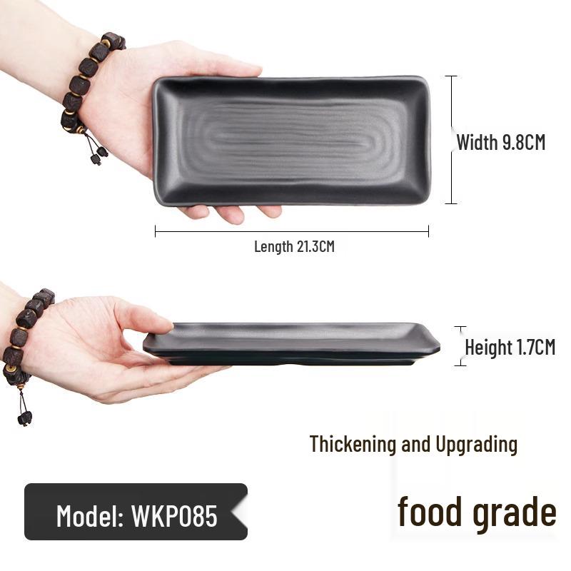 Japanese Style Black Melamine BBQ Plate - Rectangular Creative Hot Pot & Vegetable Tableware.