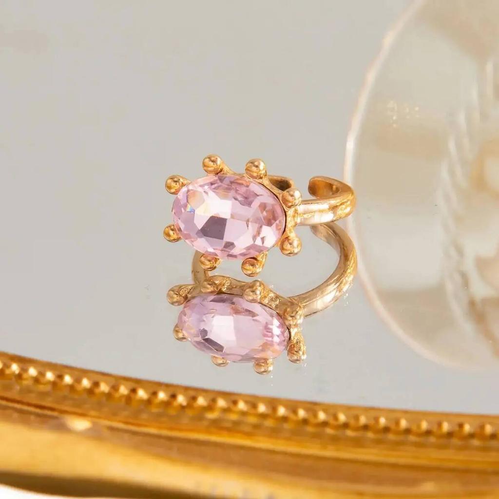 SHIXIN 2026 New Exquisite Colorful Rhinestone Open Rings Women Retro Acrylic Stack Adjustable Knuckle Ring Y2K Jewelry Accessory