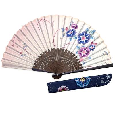 Stylish Folding Fan with Iron Perfect for Business or Everyday Includes Folding Fan Pouch and Holder Set with Clematis Floral Print In Women's Wire,