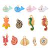 4Pcs/lot Enamel Ocean Animal Whale Fish Seahorse Shrimp Charms DIY Necklace Bracelet Stainless Steel Jewelry Making Accessories