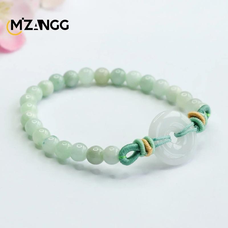 Natural Myanmar Jadeite Bracelet Peace Buckle Jade Beads String Exquisite Fashion Jewelry Lucky Charms for Men and Women Gifts