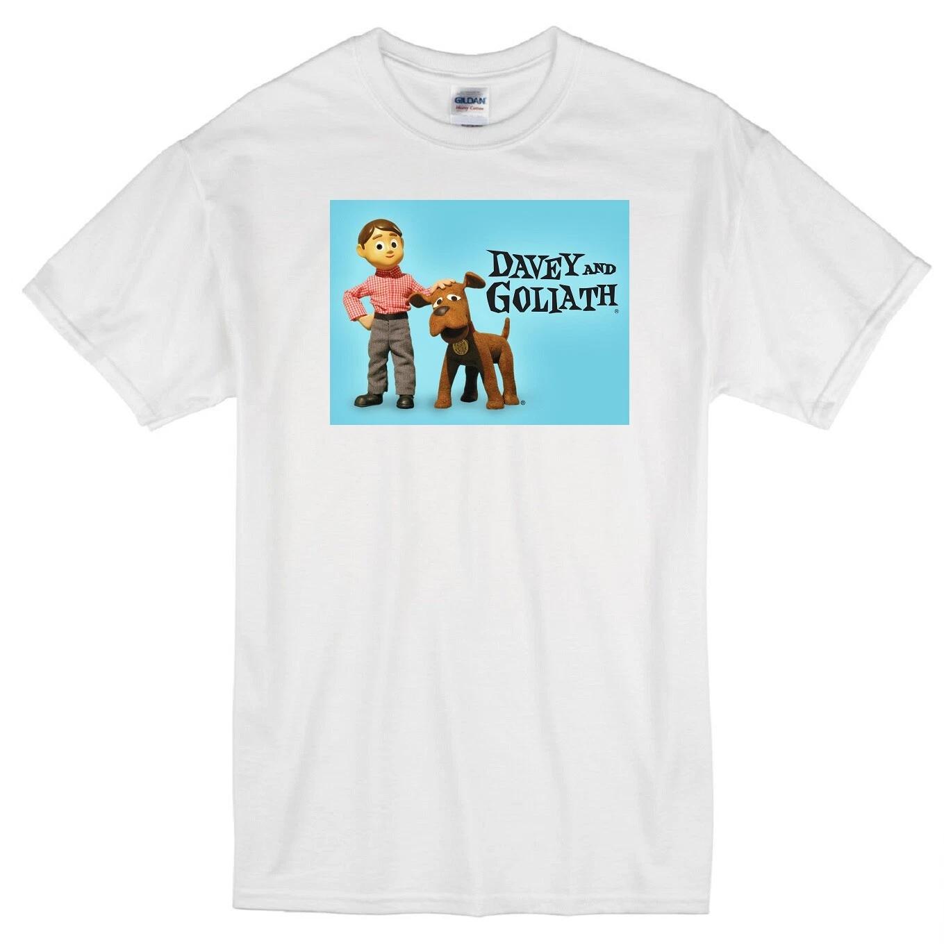 DAVEY AND GOLIATH ANIMATED CLAYMATION RETRO CARTOON TV WHITE T-shirt S