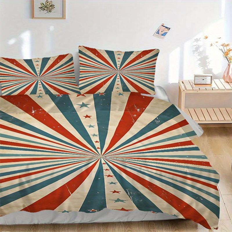 3pcs Stars Stripes Bedding Cover Set, Fashion Classic Popular Print Bedding Set, Soft Comfortable, All Season Use, For Bedroom, Guest Rooma0819178
