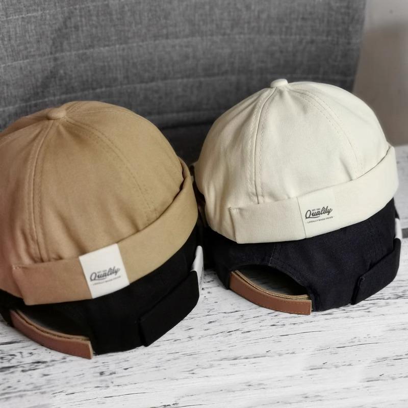 Retro Landlord Hat Summer Thin Brimless Melon Leather Hat Female Couple Hip hop Landlord Hat Cold Hat