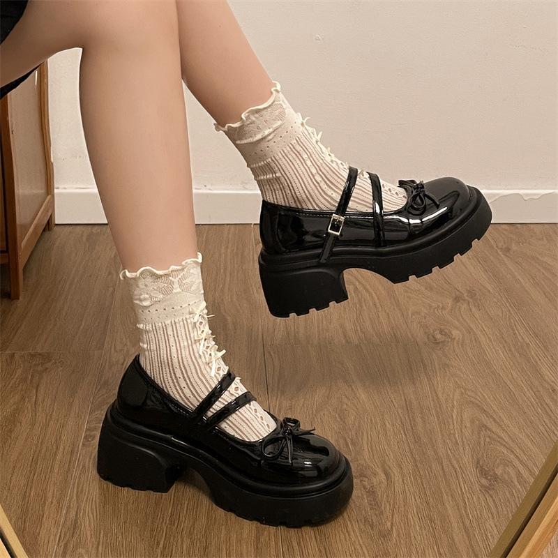 2025 new Internet celebrity explosion fashion versatile small heightening loafers platform thick heel Mary Jane shoes