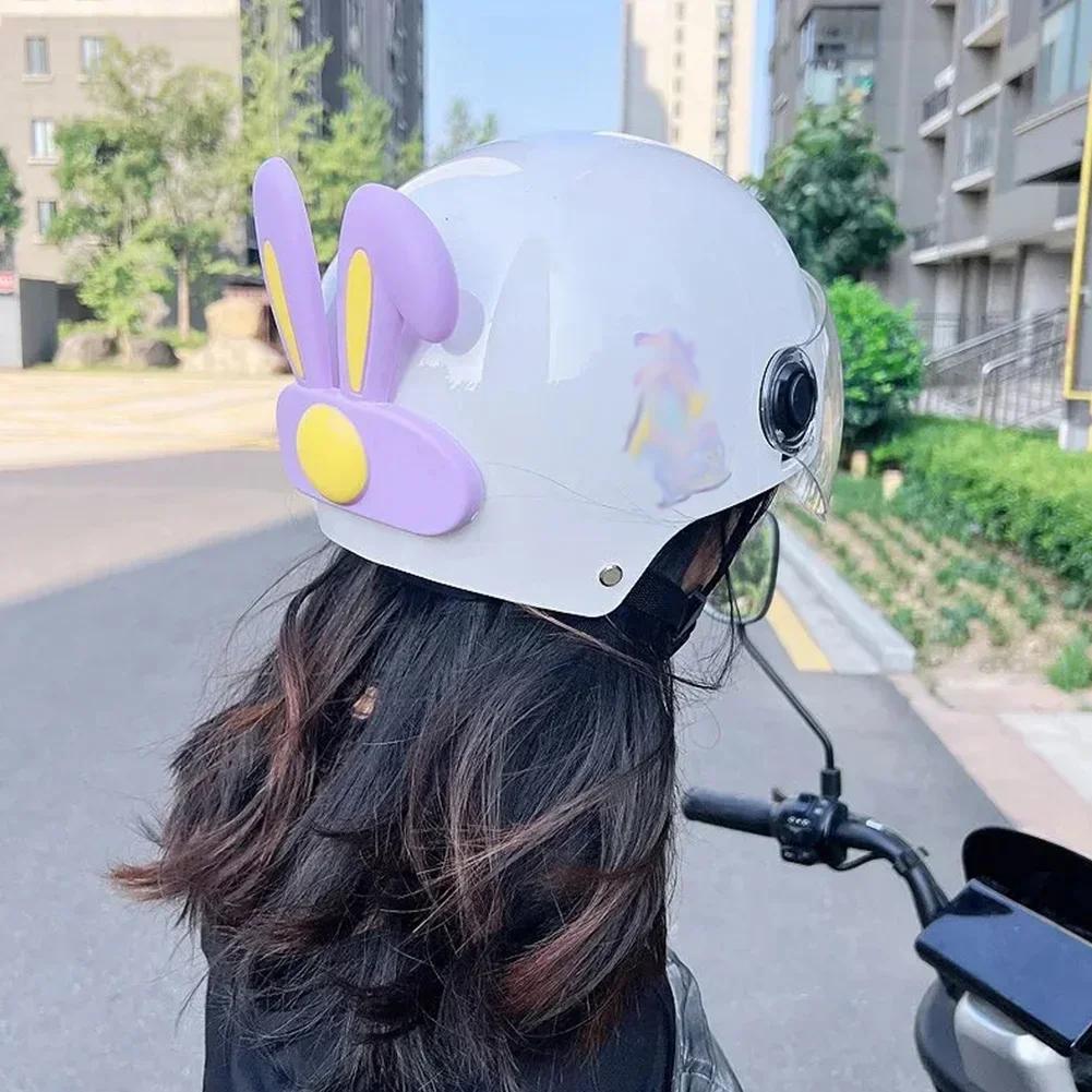 2Pcs Cute Rabbit Ears Helmet Decoration Universal Motorcycle Electric Car Helmet Styling Stickers Cycling Helmet Accessories