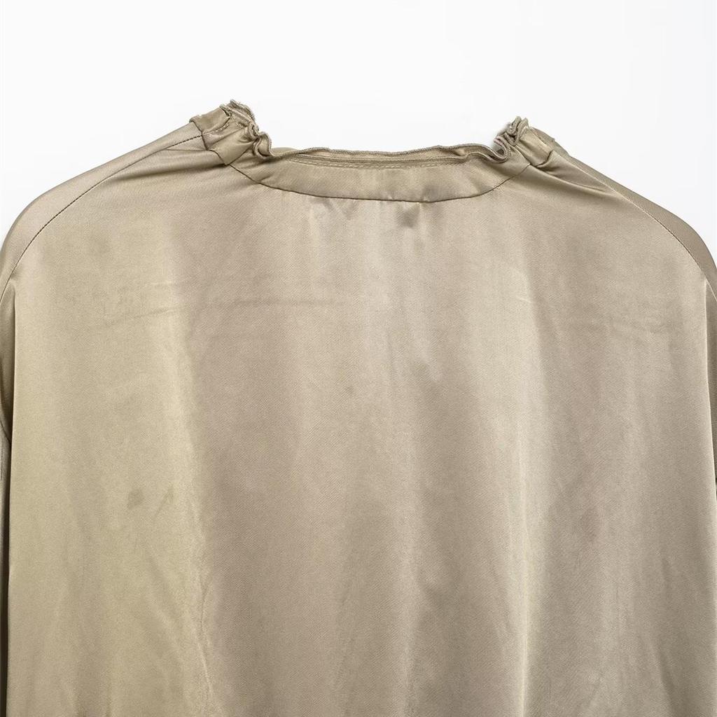 Jachetă lejeră casual de damă cu textură de mătase stratificată, primăvara 2025