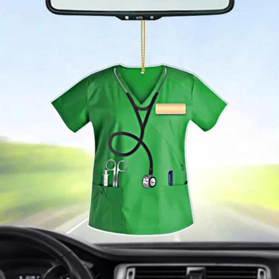 Yousheng Nurse Uniform Shape Decoration Flat Acrylic Hanging Ornament Keyring Pendant Gift for Nurses Doctors Car Bag Decoration