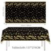 New Year 2027 Black & Gold Themed Party Tableware Set: Plates, Cups, Napkins, Tablecloth & Banners