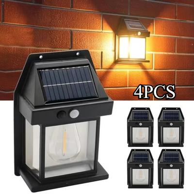 LED Solar Sensor Light Tungsten Bulb Waterproof For Courtyard Garden Stairway Corridor Outdoor Wall Decorative Lighting Fixtures