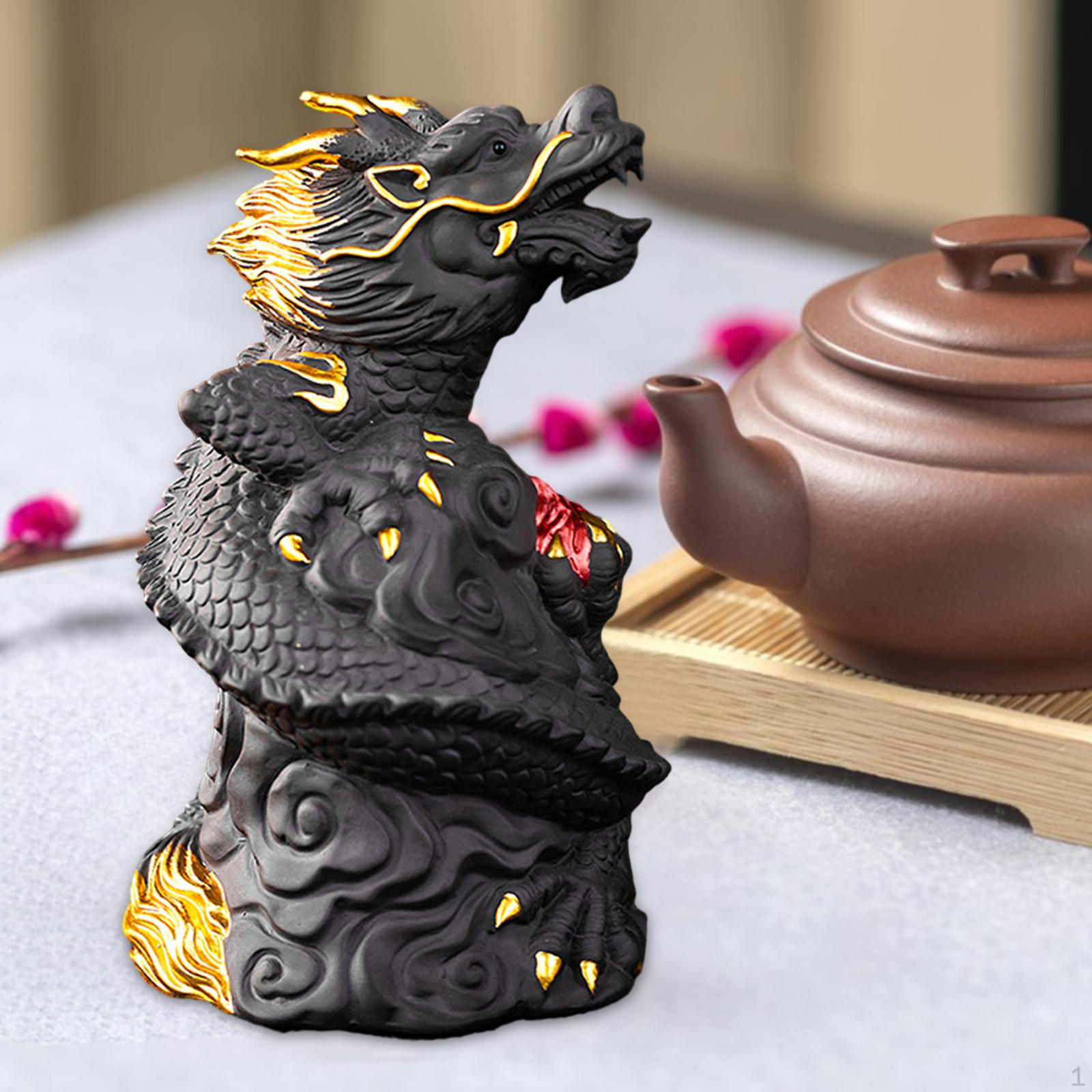 

Китайский чайный питомец дракон кунг-фу глина фэн-шуй ретро влюбленные подарочный набор украшение gold and dark grey
