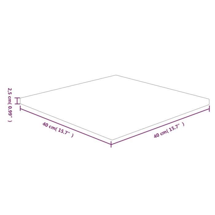 342928 vidaXL Square Table Top 40x40x2.5 Cm Solid Oak Wood Untreated