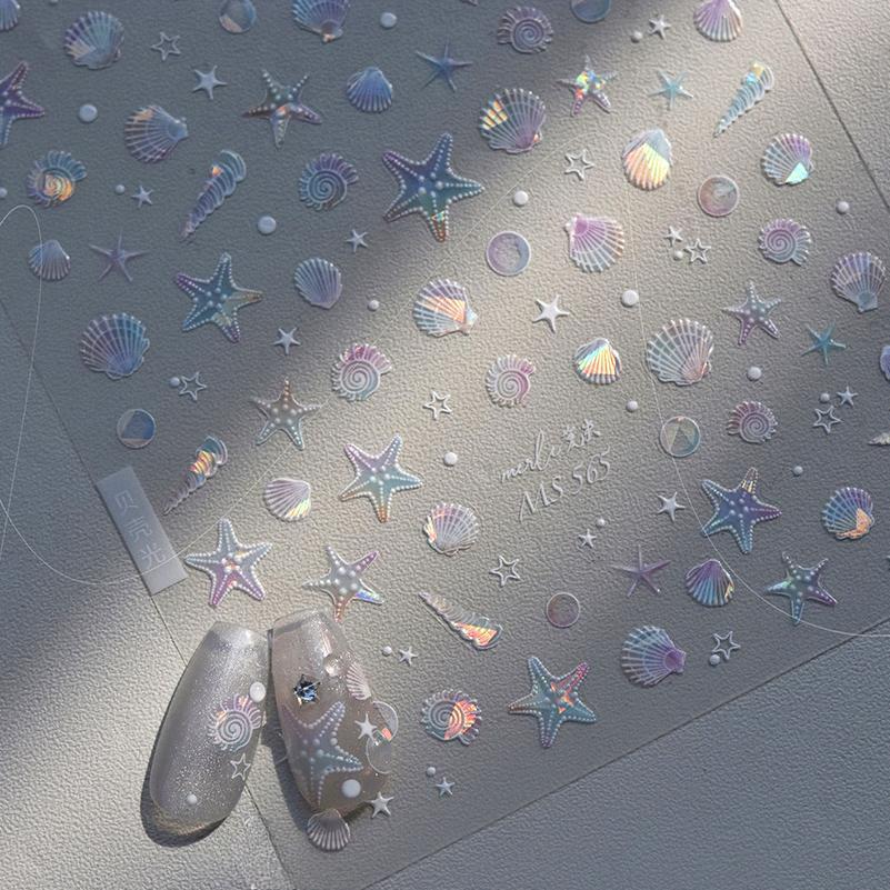 Summer Beach Ocean Shell Starfish Clams Conch Stars Sea Bubble Seasnail Nail Art Stickers DIY Manicure Decals Decoration
