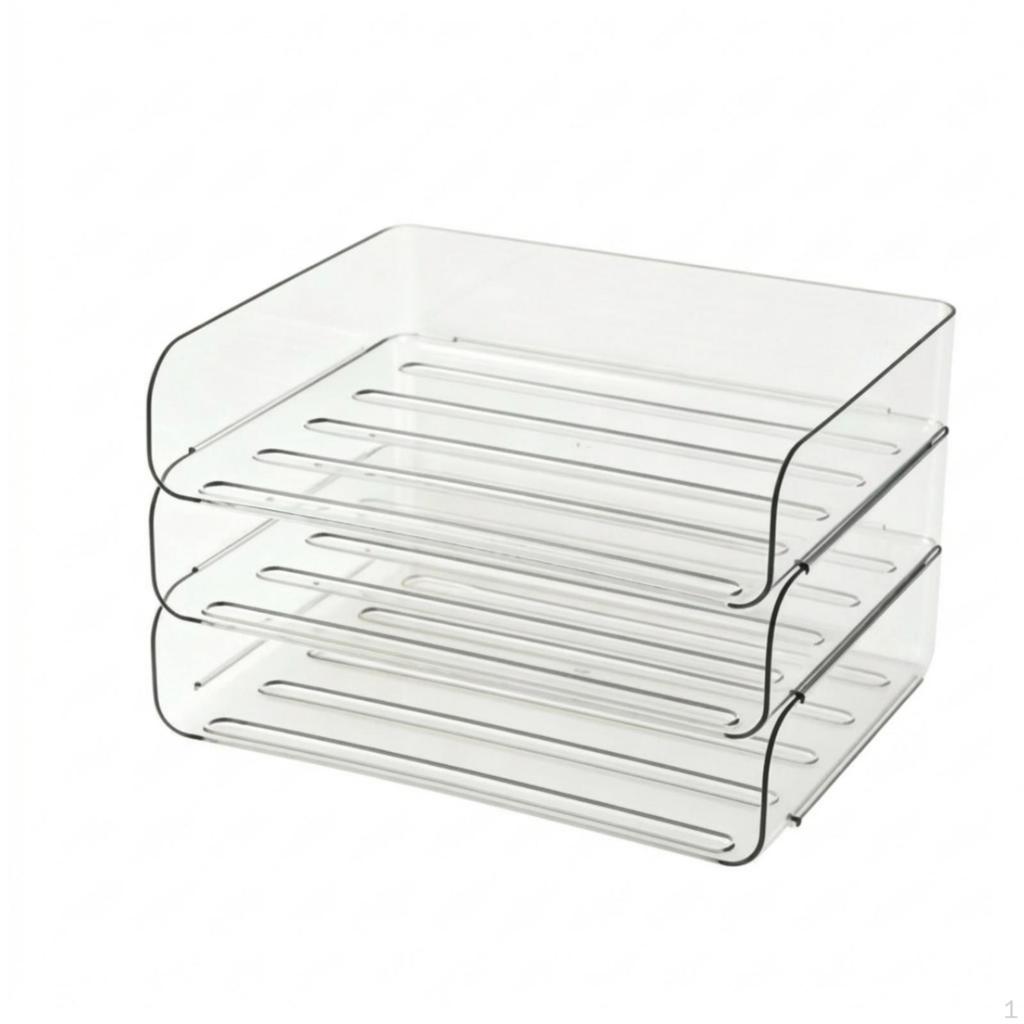 Clear Desk Organizer with Shelves Transparent Vertical File Holder MultiTier Document