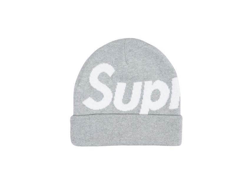 Supreme Big Logo Beanie Heather Grey One-Size