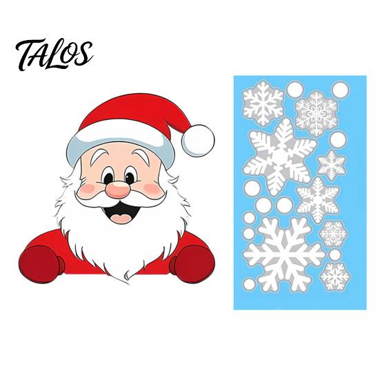 Festive Home Window Decor Christmas Static Clings, Reusable Decals with Santa Snowman Snow Storefront Holiday Ornaments House Designs, Double