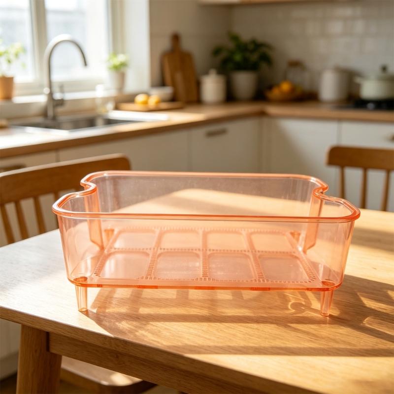 Vegetable Storage Box with Inner Drain Basket and Clip Lid for Washing, Draining, and Organized Fridge Prep Area