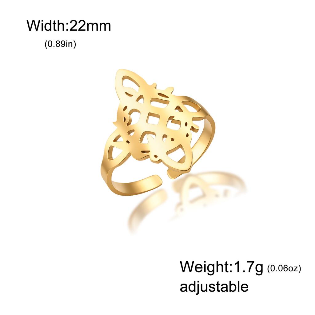 Stainless Steel Celtic Knot Triquetra Open Ring for Women Men Hollow Cutout Trinity Knot Vintage Totem Amulet Jewelry Gifts