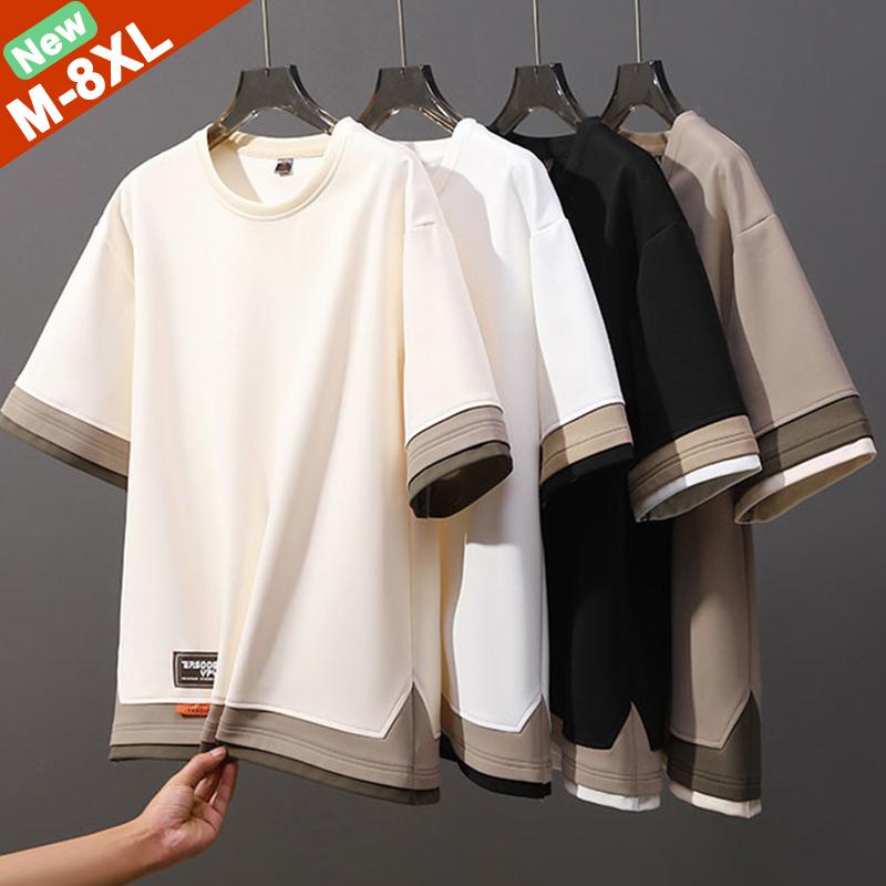 Summer Oversized 8XL Men's T-Shirts Drop Shoulder Male T-shirts Clothes Man Top Tees