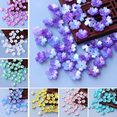 10-50 piezas 11 mm Resina Flor Pétalo Cuentas Tapas Flores de Cerezo Amuletos Colgantes Cuenta Espaciadora Suelta para Componentes de Fabricación de Joyas DIY