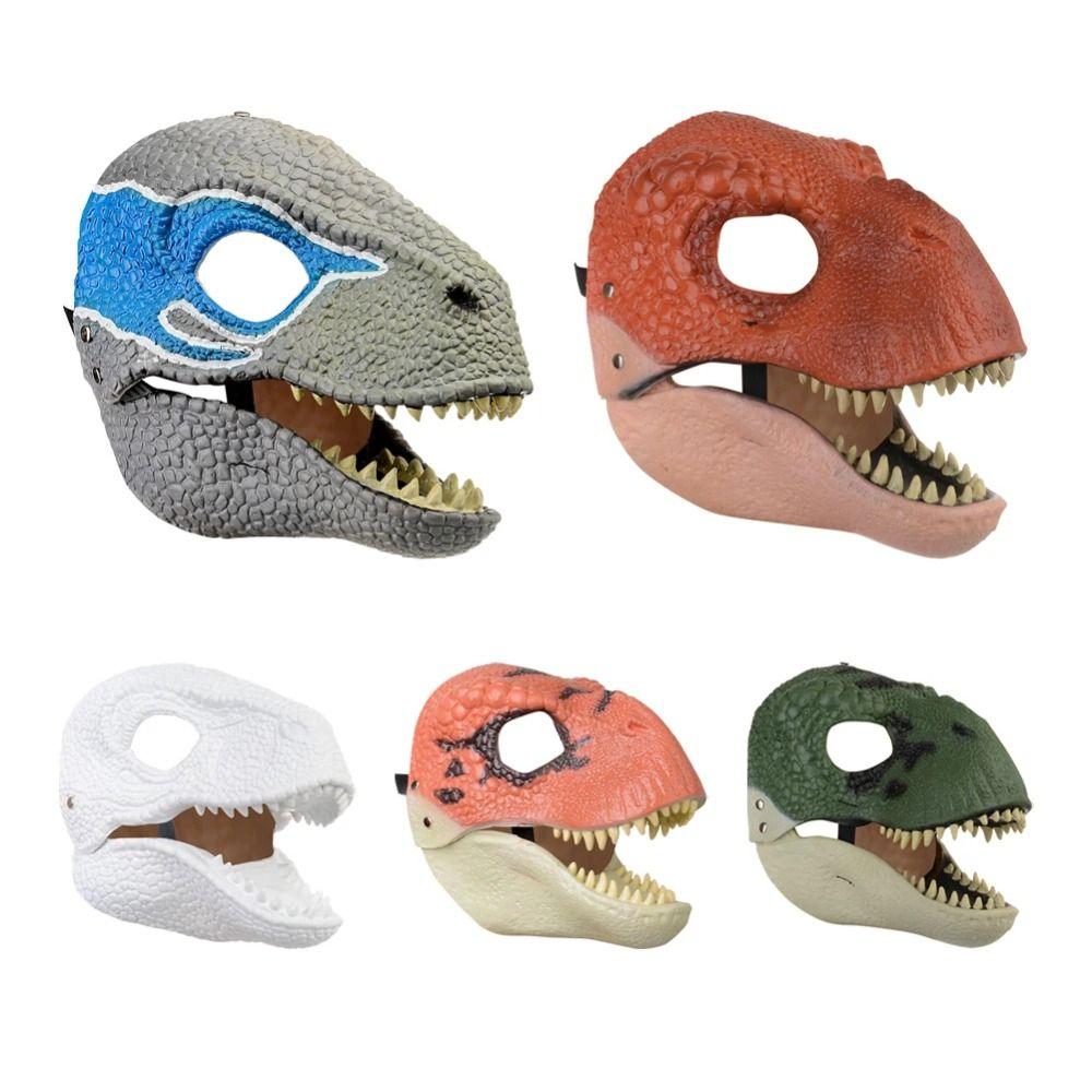 Moving Jaw Halloween Dinosaur Mask Cosplay Props Dragon Headwear Dinosaur Headgear  for Party