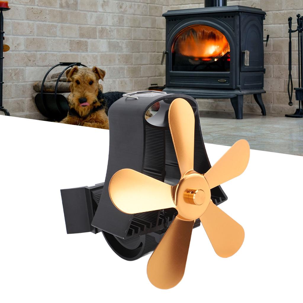 Magnetischer Wandkaminventilator Leise 5-Blatt Wärmegetriebener Holzofenventilator Scheitholz