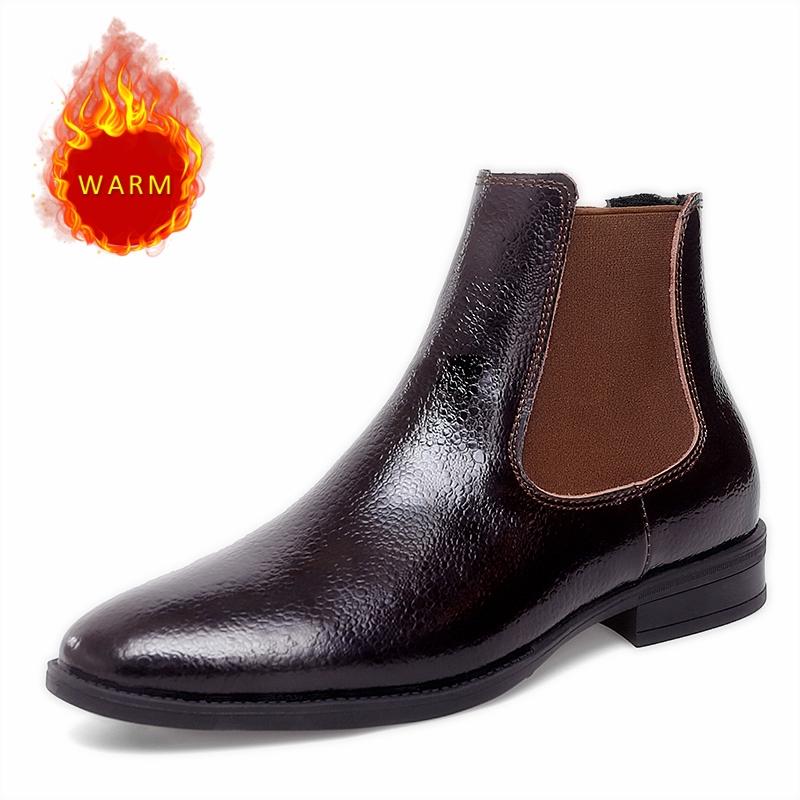 

Модные высококачественные фирменные мужские туфли из натуральной кожи с высоким верхом, кожаные ботинки, ботинки «Челси», мужские деловые ботинки для пожилых людей, хлопковые ботинки 46