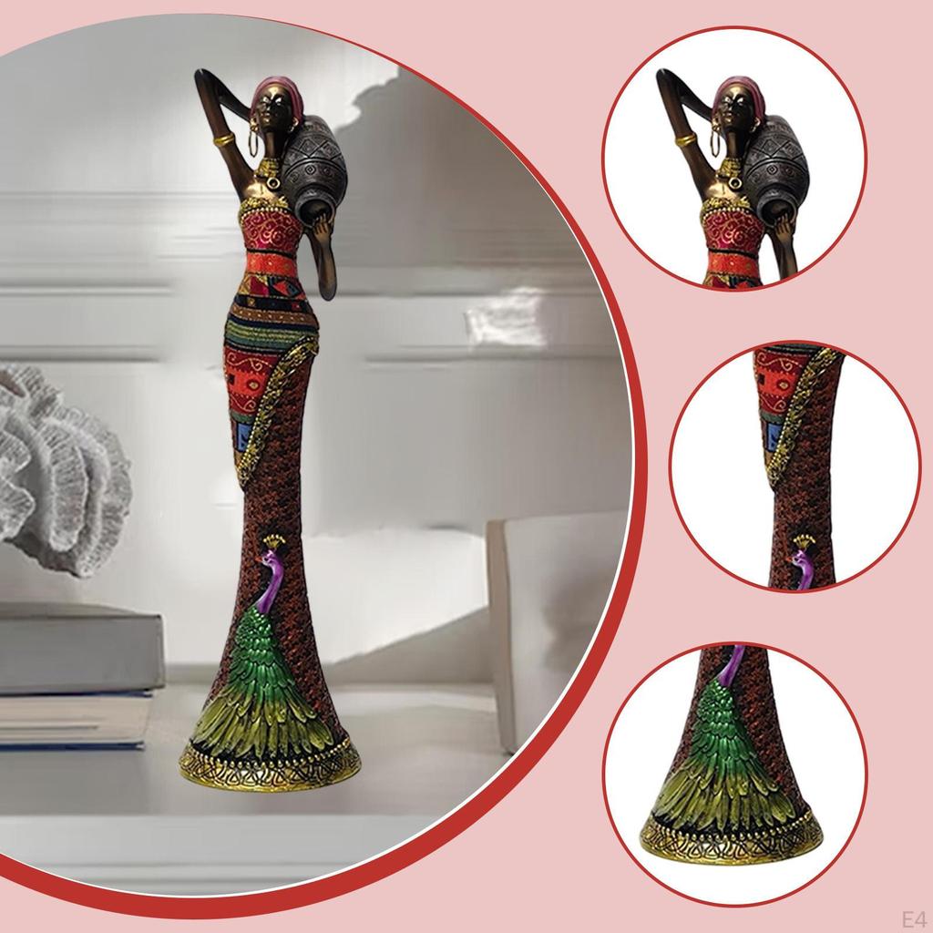African Figurine Handmade Modern Statues and Sculptures Unique Women Statue for Office Shelf