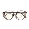Semi-Metal Frame Round Retro Flat Mirror Women Brown Plain Glasses Men