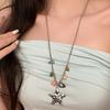 Elegant 5-Point Star Necklace Retro Sea Charm Design Neckchain Alloy Chain Neck Jewelry Daily Wear Accessory