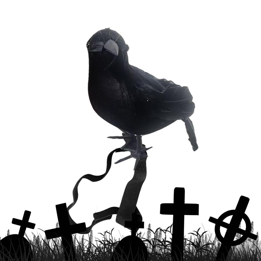 Raven Decor Standing On Shoulder Raven Figurine Spooky Gothic Bird Props For Indoor Bathroom Party Bedroom Living Room Outdoor