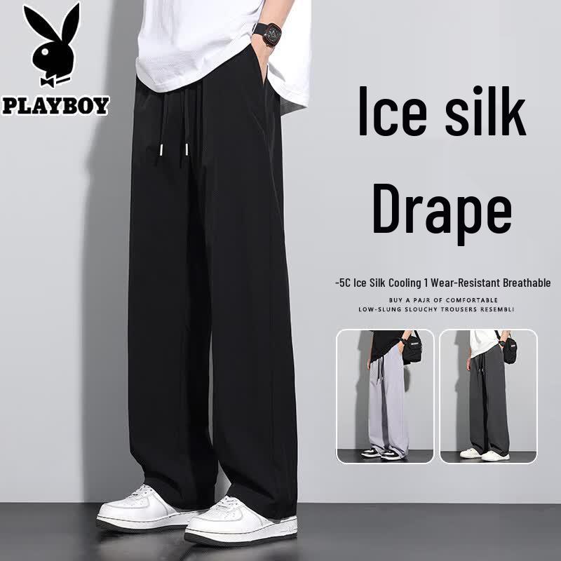 PLAYBOY Men s Ice Silk Loose Fit Casual Pants XL