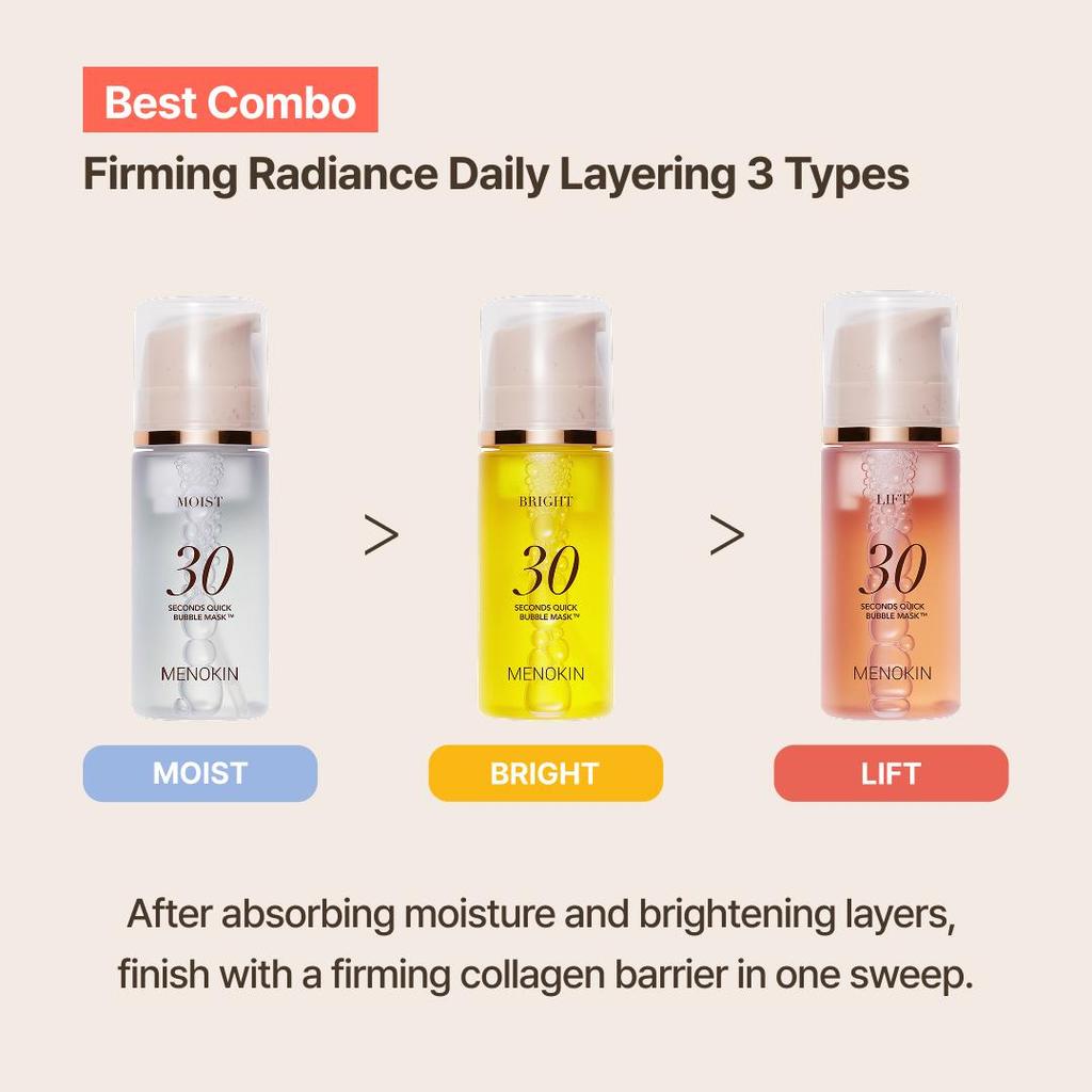 Menokin 30 Seconds Quick Bubble Mask 95ml, 5 Types To Choose, Korean Glass Skin Facial Mask, 70 Uses