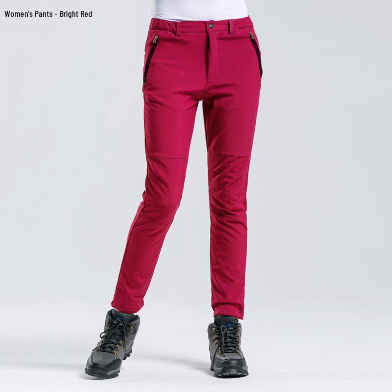 Men's and Women's Winter Soft Shell Fleece Pants: Warm, Thickened, for Outdoor Sports and Mountaineering
