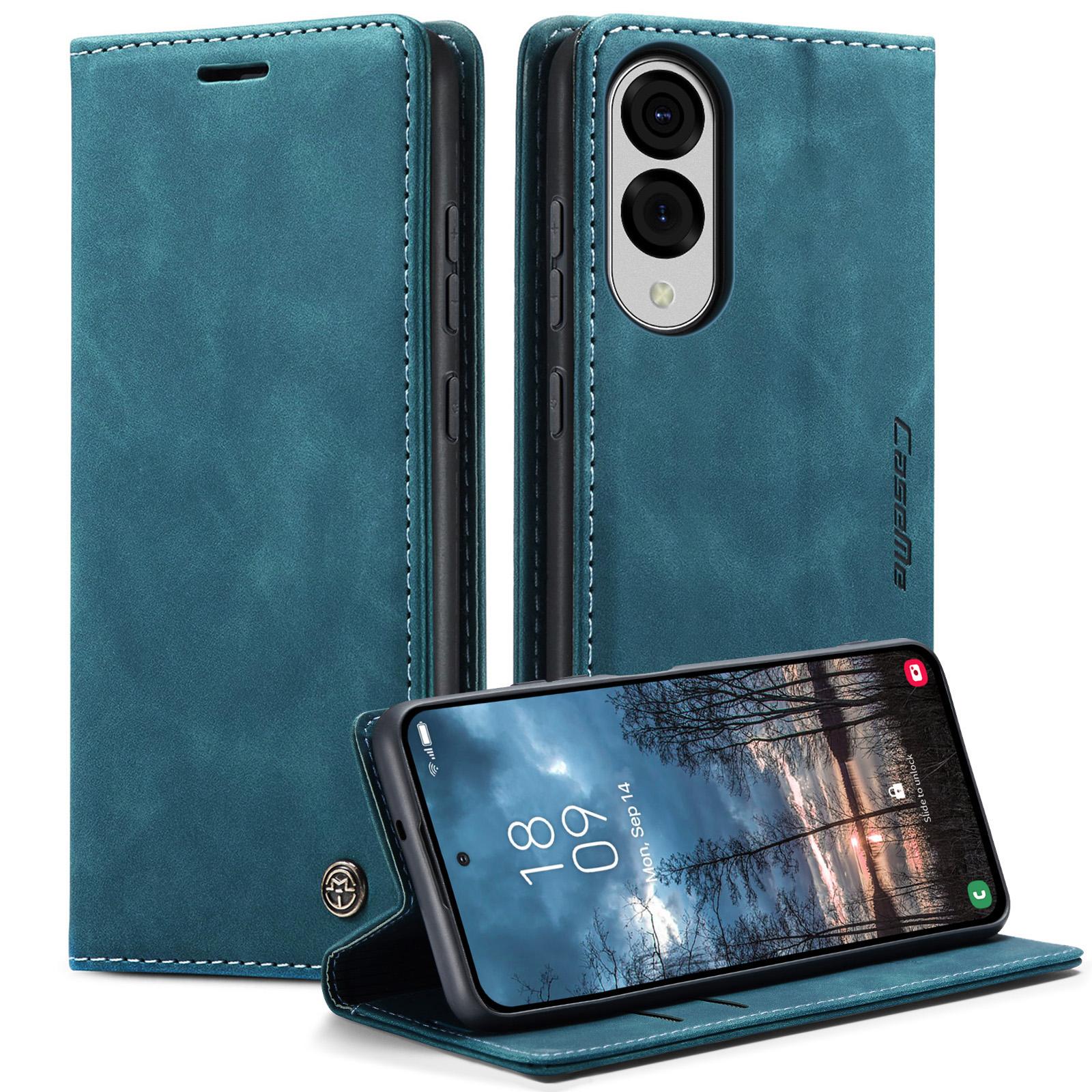 

For Samsung Galaxy S25 Edge Wallet Case CASEME 013 Series PU Leather Phone Cover Stand Blue