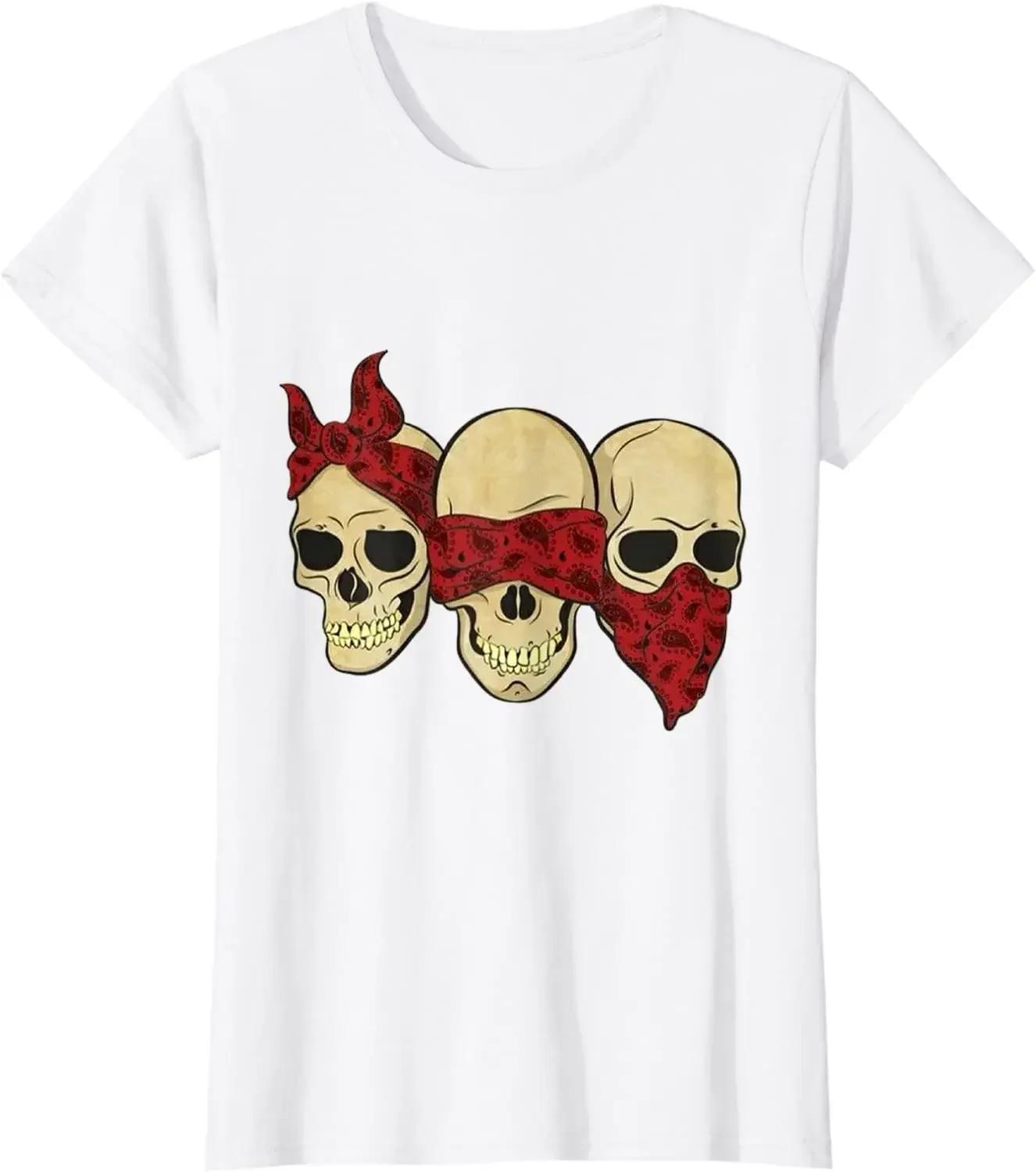 

Футболка Gothic Hear See Speak No Evil Skull Heads Мужская одежда Графические футболки Футболки больших размеров Футболки из хлопка XXXXXL небесно-голубой